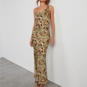 Olive Floral Maxi Dress